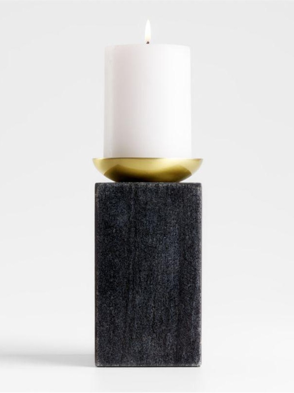 Crate &Barrel ~ 1/ Sain Marble Pillar Candle Holder 7”
